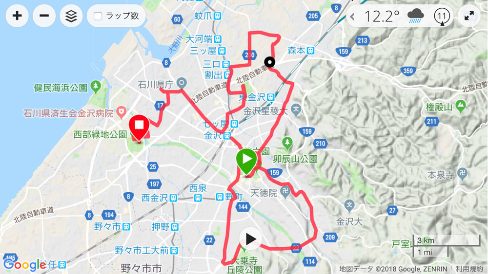 金沢マラソン2018のコース