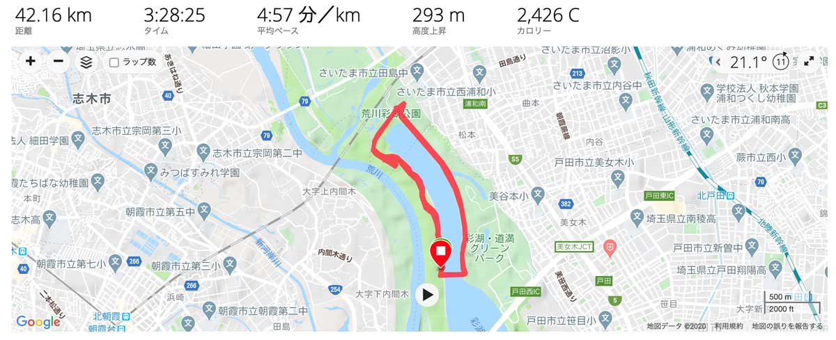 彩湖のマラソン